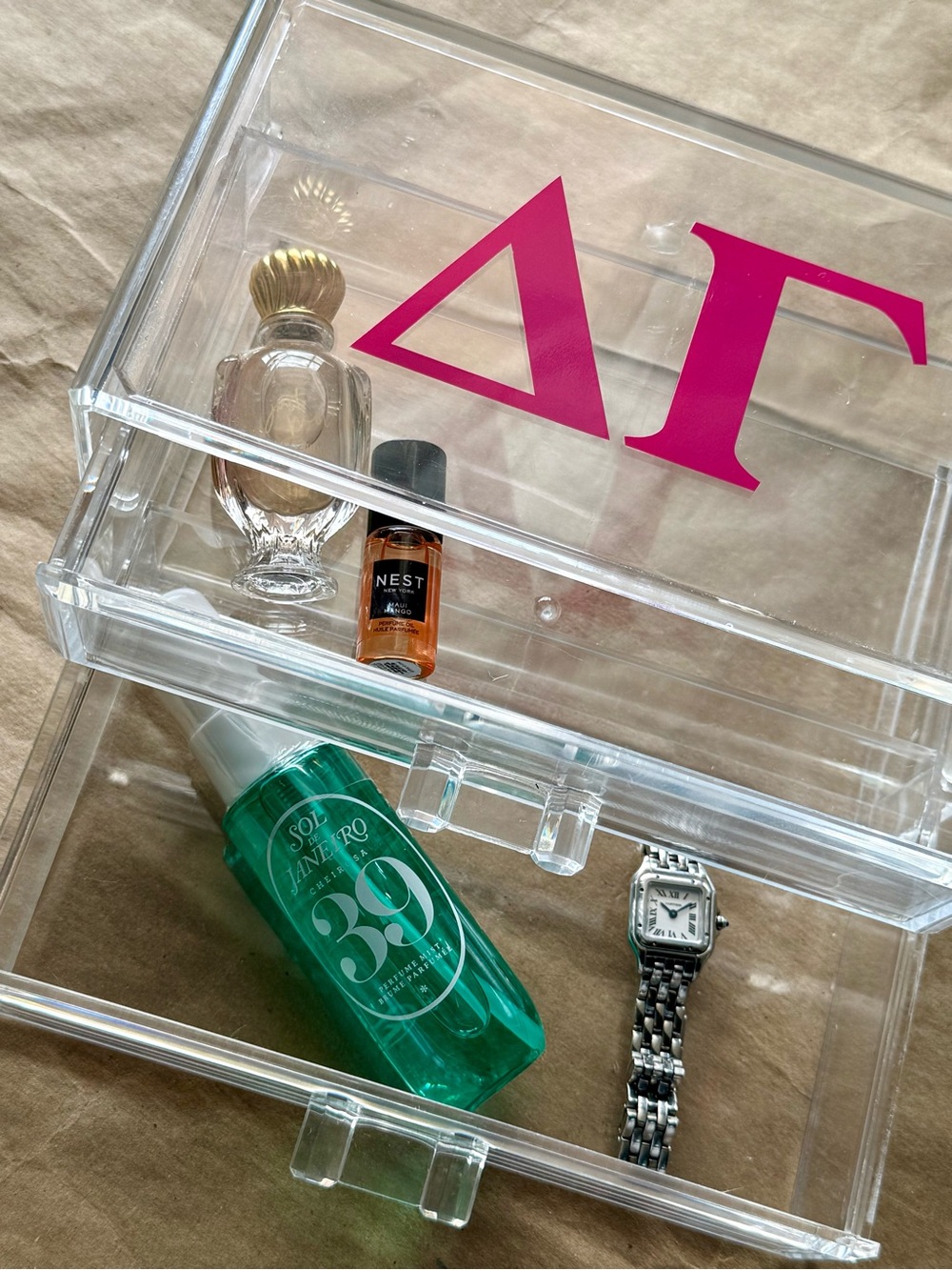 Delta Gamma Clear Acrylic 2 Drawer Organizer